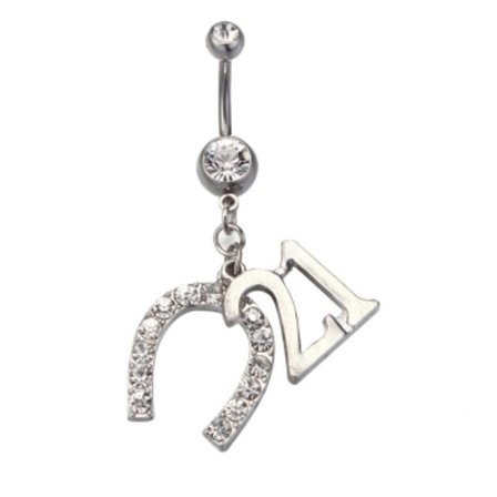 Navelsmycken 316L rostfritt stål lycka Hästsko