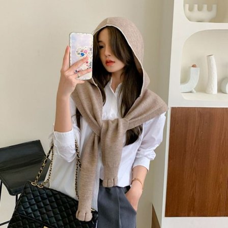 Neulottu huppu huivi Cape solmittu huivi KHAKI