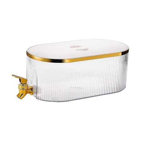 Kyl-Dryckesdispenser med Guldkran, Kvadratisk Plastbehållare för Limonad, Mjölk, Fruktte