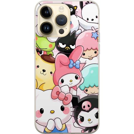 Kompatibelt Mobildeksel til Apple iPhone 14 Pro Max Tett mønster av søte figurer med store øyne i ulike farger og uttrykk med LABUBU-tekst