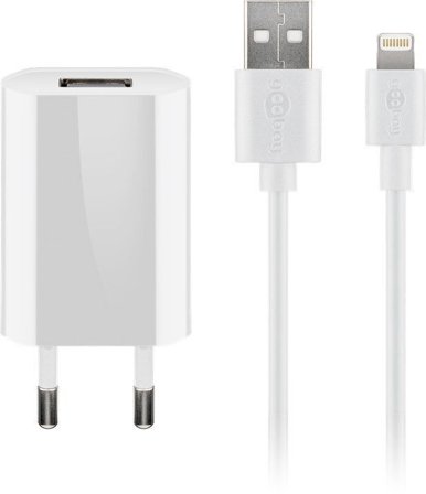 Goobay Apple Lightning charger set 1 A, white, 1 m - power unit with Apple Lightning cable