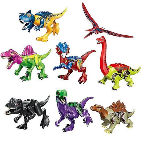 Jurassic Dinosaur Building Blocks Stegosaurus Spinosaurus Brontosaurus Assembled Toys 8pcs