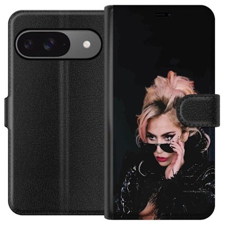 Kompatibelt Lommeboketui til Google Pixel 9 Lady Gaga portrett med solbriller og dramatisk sminke i mørk glamorøs stil