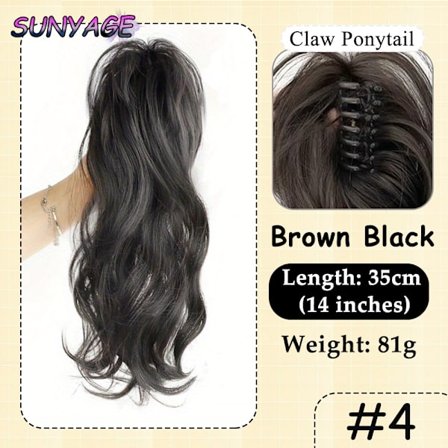 SUNYAGE synteettinen aaltoileva poninhäntäpidennys hiuslisäke Lyhyt kihara kynsinen poninhäntä naisille Lämmönkestävä poninhäntäklipsi väärennös