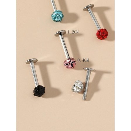Pack 5 Gängade Tragus/Labret i IP-316L stål boll belagd med CZ