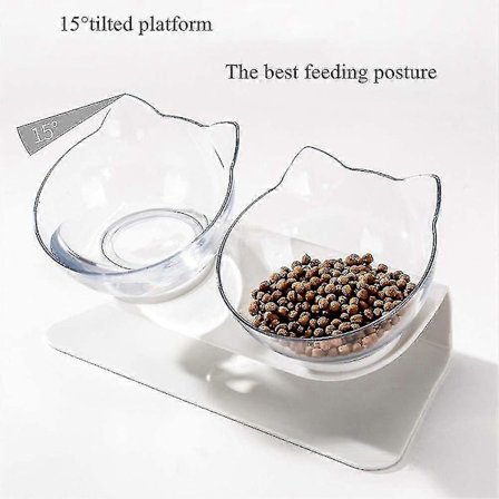 Hævede katteskåle med silikoneunderlag, plastikskål med stativ-