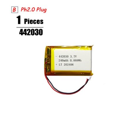 3,7V Lipo-akku Ph2.0-pistoke Ladattava litiumakku 3,7V PS4-kostuttimille GPS-navigointi Bluetooth-kaiutin MP3 MP4