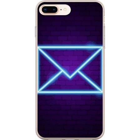 Yhteensopiva Puhelinkuori Apple Apple iPhone 7 Plus Neonilta illuustraatio kirjekuoresta sinisessä valossa lila tiiliseinää vasten, nykyaikainen sy