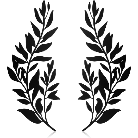 2 st metallblad väggdekor svart smidesjärn rulldekor
