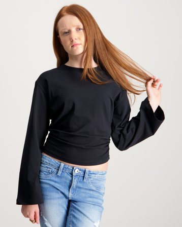 LMTD NLFREBEC LS ROUCHED SHORT TOP Schwarz Tops/Blusen Mädchen - Kids Brand Store