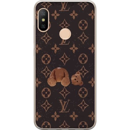 Kompatibel Mobilcover til Xiaomi Xiaomi Redmi 6 Pro Luksuriøst monogrammønster med knust bamse i mørk modeæstetik