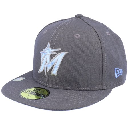 New Era - Gris fitted Gorra - Miami Marlins MLB22 Fathers Day 59FIFTY Charcoal Fitted @ Hatstore