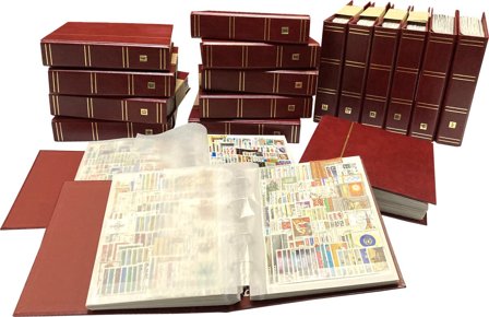 Hele verden - frimärkssamling i 18 indstiksbøger