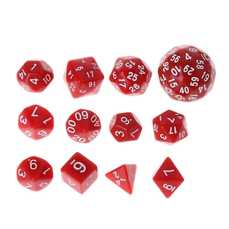 12 stk/sett flersidig polyhedral terning D4 D6 D8 D10 D12 D20 D24 D30 D60 Dungeons (FMY)