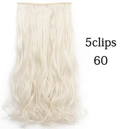 Syntetisk 22 32 tum 5 Clips Hårförlängning Värmebeständig falska hårstycken Långa vågiga frisyrer Clip In Hair Extensions