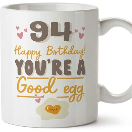 94 års fødselsdagskrus Tillykke med fødselsdagen Du er et godt æg Sjov jubilæumsgave 33 cl