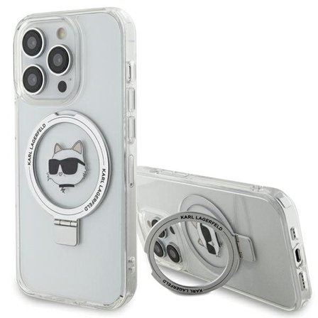 Karl Lagerfeld KLHMP15LHMRSCHH iPhone 15 Pro 6,1" Hardcase Ringstativ Choupette MagSafe Hvit/Hvit