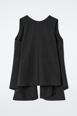 COS Damen Deconstructed Open-Back Wool Top - Schwarz