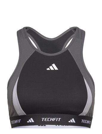 Techfit Medium Support High Neck Colorblock Bra Black Adidas Performance