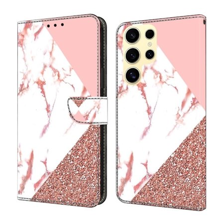 Samsung Galaxy S25 Ultra Etui med pung Mønster print Stand Leather Flip Phone Cover - Trekantet Marmor