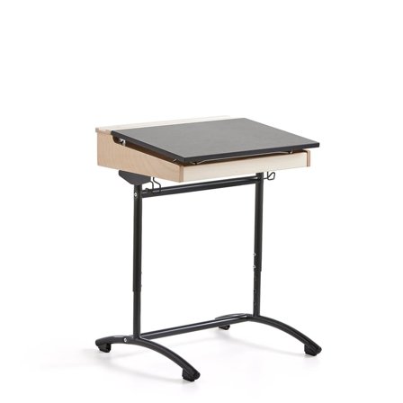 Elevbord ACCESS, L650 B550 mm, stillbar høyde, understell antrasitt, lyddempende linoleum, antrasitt