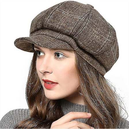 Hatt for kvinner Newsboy Fall Ull Cabbie Beret Tweed Jenter Paperboy Caps