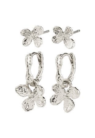 Pilgrim AJANI earrings 2-in-1 set, silver-plated Smycken & klockor Dam Silver ONESIZE