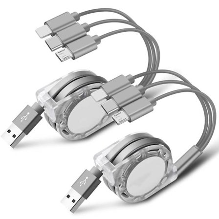 2-pak Multi USB-laderkabel Retractable 3 i 1 Multiple