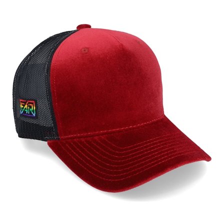 Fair - Rød trucker Caps - Fair Pride Rainbow Side Logo Red Velvet Trucker @ Hatstore
