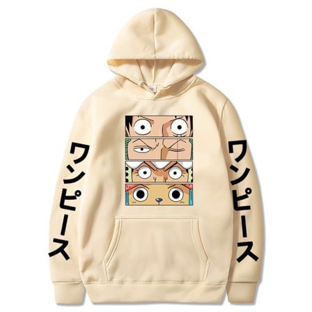 Unisex Dam- och Herrkläder One Piece Luffy Tryck Långärmad Hoodie Casual Hooded Jumper