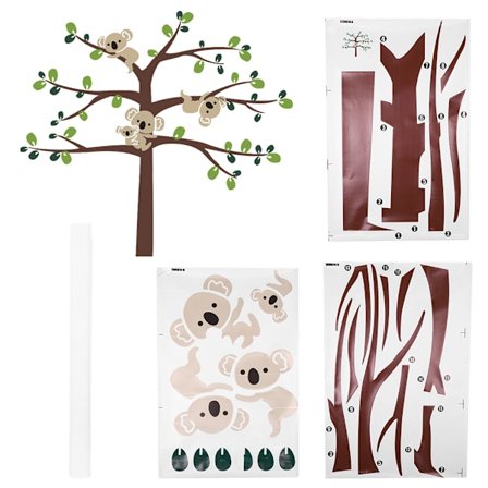 Tecknad Koala Träd Avtagbar Väggdekal Vardagsrum Dekoration Tapet