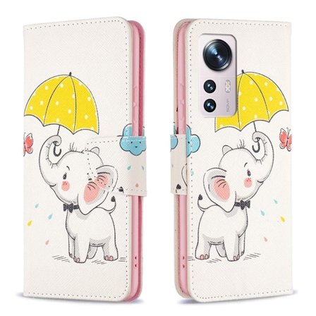 Wonderland Xiaomi 12 / 12x Flip Etui - Paraply og Elefant