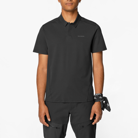 Salomon - première couche pour homme Trackline Polo M - Deep Black - M