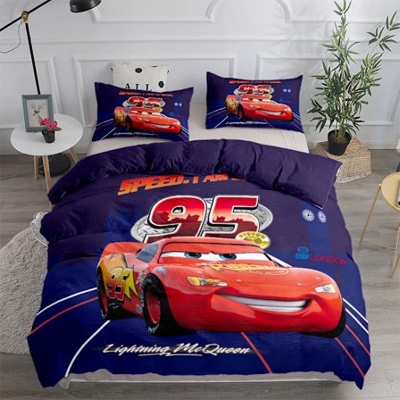 Täcke med digitaltryck av tecknade bilar
