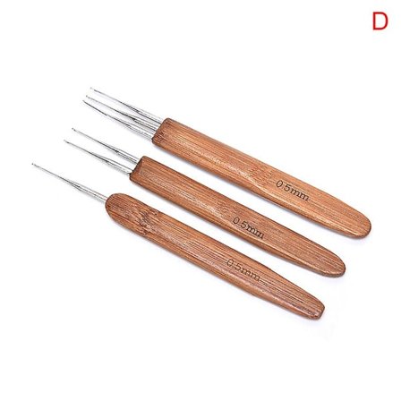 1/3 stk. 0,5 mm Dreadlock Hæklenål med Bambushåndtag Hæklenåle Værktøjer Fremstilling