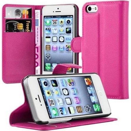 Apple iPhone 5 - iPhone 5S - iPhone SE-fodral i CANDY PINK från Cadorabo Helt skyddsfodral med flipflik och stativ