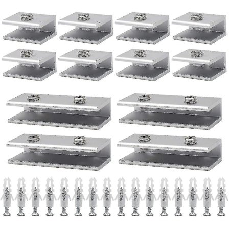 Glasbeslag, 12 stk Glasbeslag Glashængsel Aluminium Glashylde Støtte Solid Glasklemme Hylde Tilpasningsdygtig 6-8mm