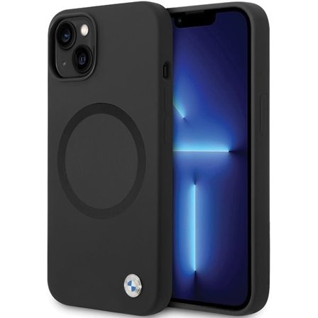 BMW BMHMP14SSILBK2 fodral för iPhone 14 - svart Signature Liquid Silicone MagSafe