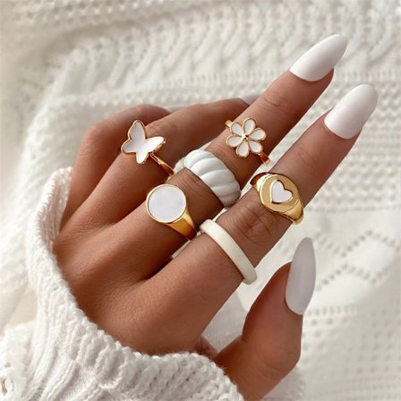 Kvinnor Flickor Guld Knuckle Ring Set, Vintage Stapelbar Boho Mellersta Finger Ring Set, Estetisk Ring Set Mode Smycken Födelsedag Jul Present 6 st