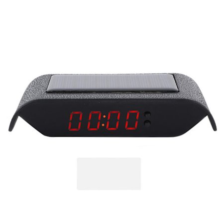 Digitalt bilur med solcelle, tid, dato, temperatur, LCD-skjerm, ledningsfri, rødt lys