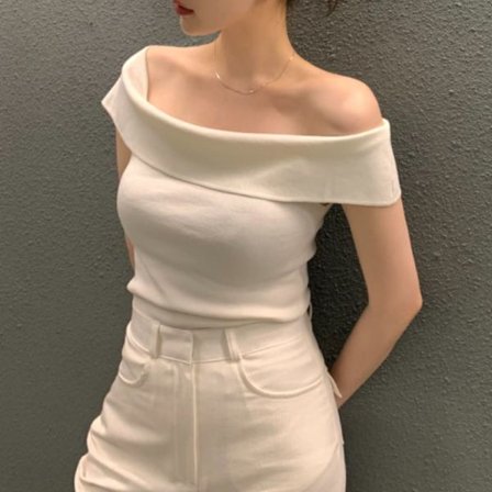 Båthals T-shirt Dam Kortärmad skjorta VIT