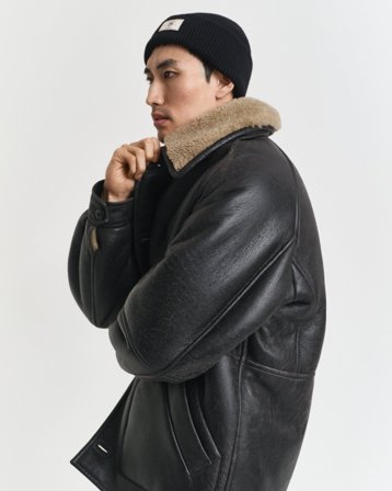 GANT Herren Gerippte Beanie aus Baumwollgemisch (ONE SIZE) Schwarz