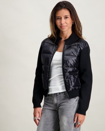 Gina Tricot Young Y rib puffer jacket Sort Jakker Pige - Kids Brand Store