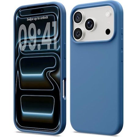 Flydende silikone etui til iPhone 17 Pro, Stødsikkert blødt telefoncover, Fuld beskyttelse, Blå