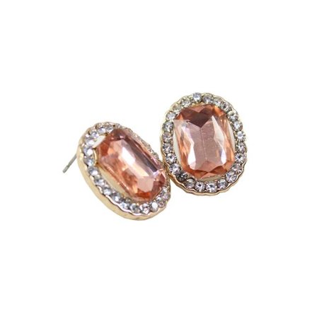 Complement Stor Fasetterad Sten Med Små Stenar Runt Om Örhängen Dam Rosa