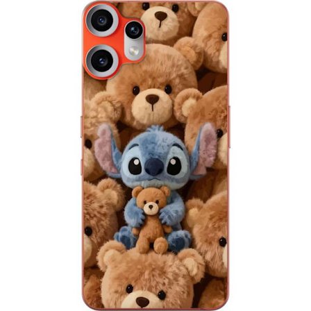 Kompatibelt Mobildeksel til Nothing CMF Phone 2 Pro Stitch omgitt av brune teddybjørner med en liten teddybjørn i fanget i en søt og koselig kawaii
