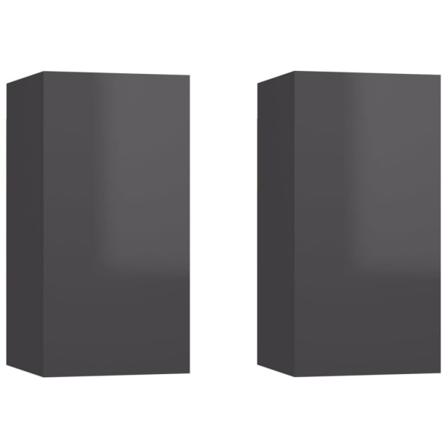 Vidaxl Tv-skåp 2 St Grå Högglans 30,5x30x60 Cm Konstruerat Trä Grå