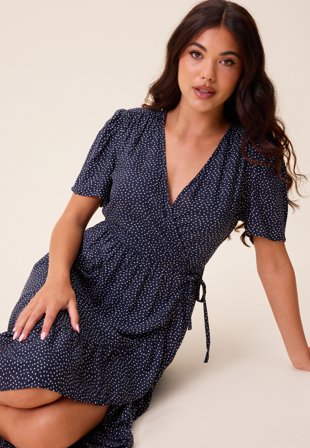 Happy Holly Evie Puff Sleeve Midi Wrap Dress Vaatteet