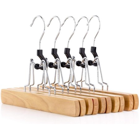 5 naturlige træ 25 cm bukse nederdel kilt tøj klemme bøjler med rød filt foring