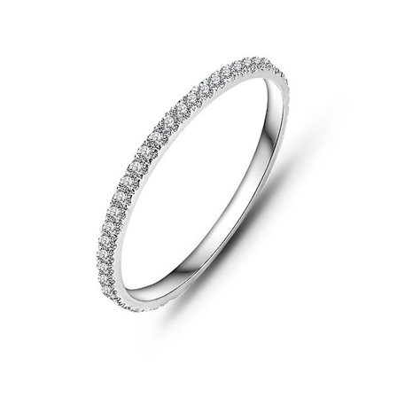 Silver Diamond Stackable Ring Damring för kvinnor